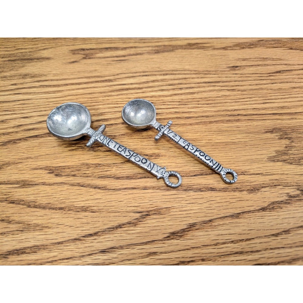 Crosby and Taylor Pewter Measuring Spoon Set Incomplete 1 tsp 1/2 tsp Artisan